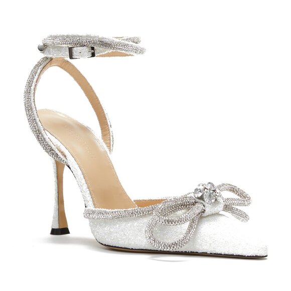 Brand new!! Mach & Mach Double Bow Glittered Pumps - Picture 1 of 3